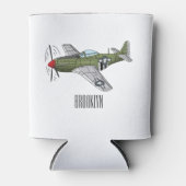 軍隊飛行機漫画イラストレーション 缶クーラー (正面)