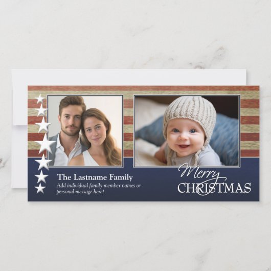 軍隊/愛国的なクリスマスフォトカード シーズンカード (正面)