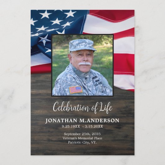 軍隊 – 米国国旗のお祝い – 葬儀 プログラム (正面)