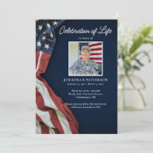 軍隊,米国国旗,写真葬式プログラム 招待状 (スタンド正面)