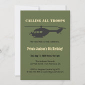 軍隊/陸軍ヘリコプター子供の誕生日パーティー 招待状 (正面)