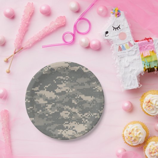 軍隊ACUデジタルの迷彩柄のカムフラージュの紙皿 ペーパープレート (パーティー)