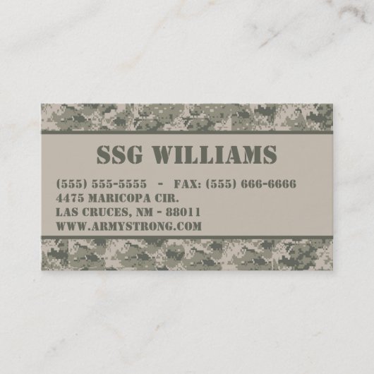 軍隊ACU Camoflaugeデジタルの迷彩柄の名刺 名刺 (正面)