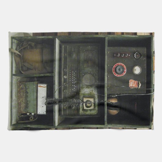 軍隊Commsヴィンテージ無線機 キッチンタオル (横)