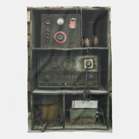 軍隊Commsヴィンテージ無線機 キッチンタオル (縦)