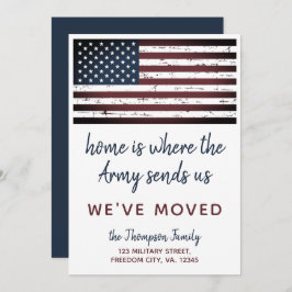 軍隊PCS移動引っ越しました軍アメリカ国旗A 案内状