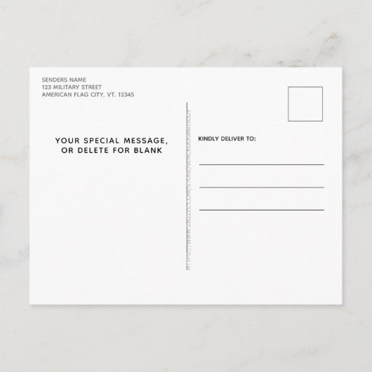 軍隊PCS移動引っ越しましたUSAフラグ 案内ポストカード (裏面)