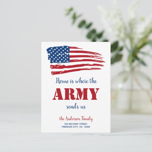 軍隊PCS移動引っ越しましたUSAフラグ 案内ポストカード (スタンド正面)