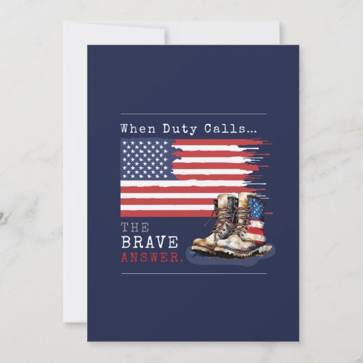 軍隊USフラグBLUE配置さらばパーティー 招待状 (裏面)