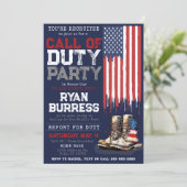 軍隊USフラグBLUE配置さらばパーティー 招待状 (スタンド正面)