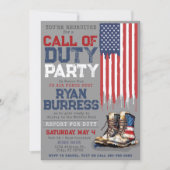 軍隊USフラグGRAY配置さらばパーティー 招待状 (正面)