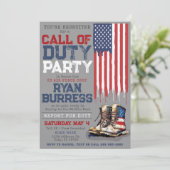 軍隊USフラグGRAY配置さらばパーティー 招待状 (スタンド正面)