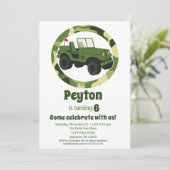 軍 ミリタリー カモ 男子 誕生日パーティー 招待状 (スタンド正面)