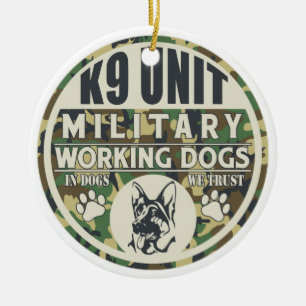 軍K9単位の作業犬 セラミックオーナメント