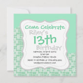 軟かわいらし造ミント緑波瓦型贈答品 招待状 (正面)