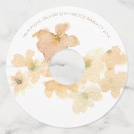 *~* 軟らかな抽象的なピーチベージュの花の水彩 ワイングラスタグ