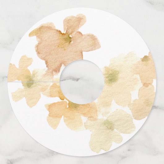 *~* 軟らかな抽象的なピーチベージュの花の水彩 ワイングラスタグ (裏面)