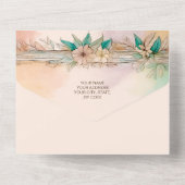軟エレガントモダンフローラ水結婚色 オールインワン招待状 (裏面)