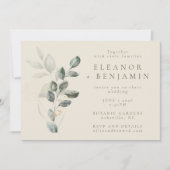 軟エレガント植物性ユーカリミニマル結婚ス 招待状 (正面)