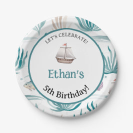 軟水カラー海シーン ペーパープレート