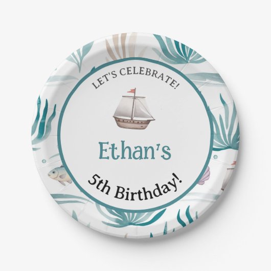 軟水カラー海シーン ペーパープレート (正面)