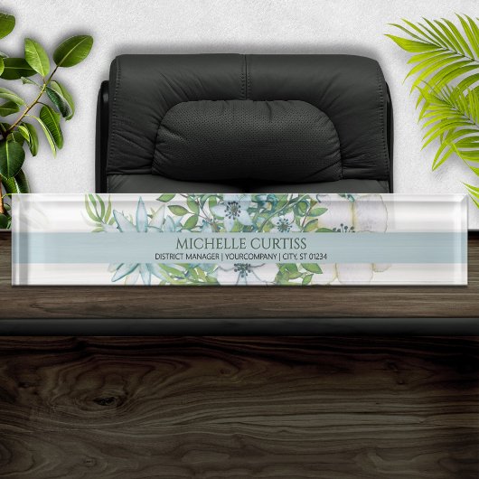 軟水色フローラパーソナライズされた名プレート デスクネームプレート