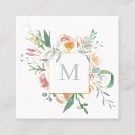 軟水色フローラモノグラム スクエア名刺
