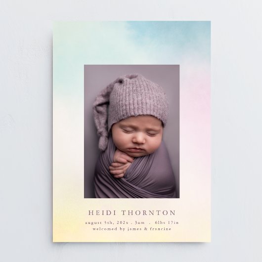 軟水色光縁ど虹ベビー誕生 案内状