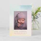 軟水色光縁ど虹ベビー誕生 案内状 (スタンド正面)