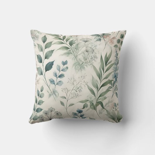 軟水色植物模様 クッション (裏面)