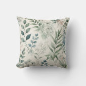 軟水色植物模様 クッション (正面)