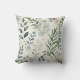 軟水色植物模様 クッション