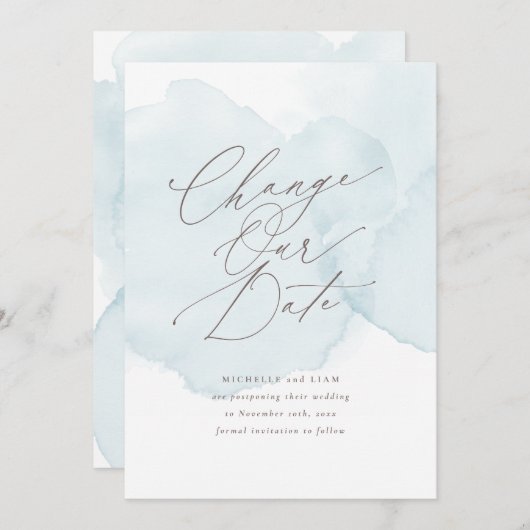 軟水色洗浄延期の日付の変更 案内状 (正面/裏面)