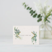 軟水色緑金ゴールド贈与証書 名刺 (スタンド正面)