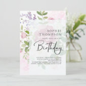 軟牡丹のエレガント誕生日 招待状 (スタンド正面)