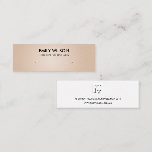 軟真珠赤面桃スタッドイヤリング表示ロゴ スキニー名刺 (正面/裏面)