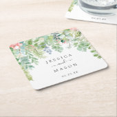 軟緑結婚のコースター スクエアペーパーコースター (アングル)