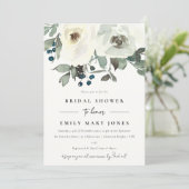 軟質アイボリー白色フローラ水彩ブライダルシャワー 招待状 (スタンド正面)