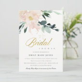 軟質赤面フローラ金ゴールド水彩ブライダルシャワー 招待状 (スタンド正面)