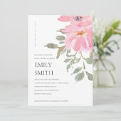 軟質赤面水色フローラブライダルシャワー招待状 サンキューカード (スタンド正面)