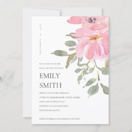 軟質赤面水色フローラブライダルシャワー招待状 サンキューカード