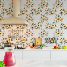 軟質黄色花柄の壁紙