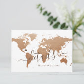 軟錆びた銅世界地図の旅行情報 エンクロージャーカード (スタンド正面)