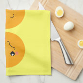 転がっているかわいいのオレンジ キッチンタオル (四つ折り)