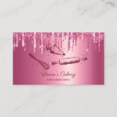 転がのピン&ウィスクカップケーキベーカリードリップピンク 名刺 (正面)
