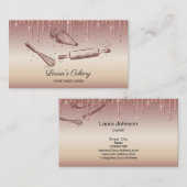 転がのピン&ウィスクカップケーキベーカリードリップ金ゴールド 名刺 (正面/裏面)