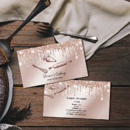 転がのピン&ウィスクカップケーキベーカリードリップ金ゴールド 名刺