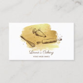 転がのピン&ウィスクカップケーキベーカリードリップ金ゴールド 名刺 (正面)