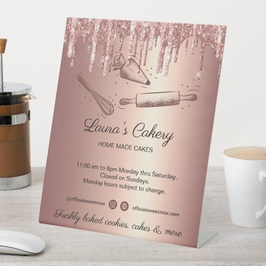 転がのピン&ウィスクカップケーキベーカリードリップ金ゴールドB 台座サイン (インサイチュ)