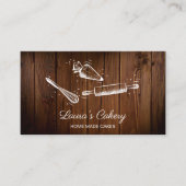 転がのピン&ウィスクカップケーキベーカリー素朴ウッド 名刺 (正面)